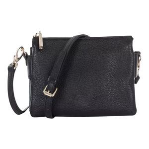 Celine Dion Adagio Pebbled Leather Crossbody Bag Black Purse